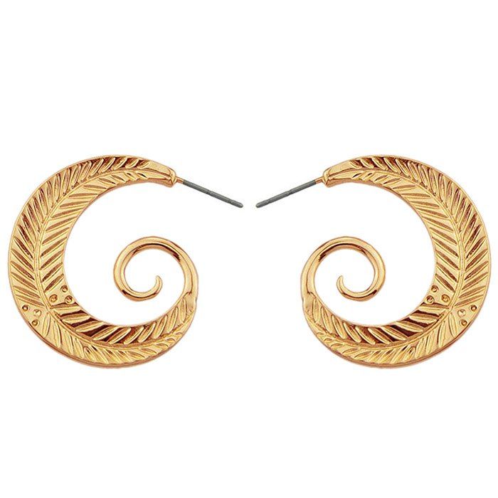 

Halloween Fashion Spiral Mustache Earrings, Gold