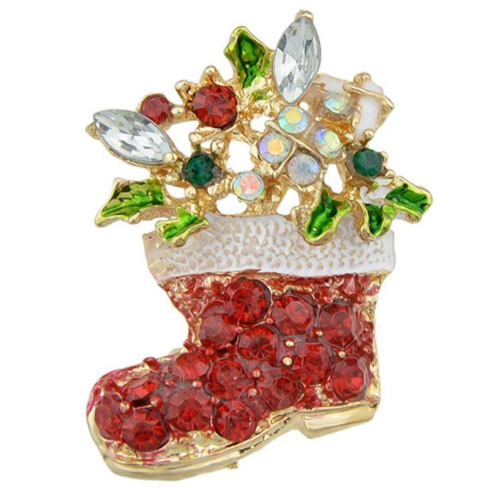 

Cute Christmas Boot Shape Brooch for Women, Red