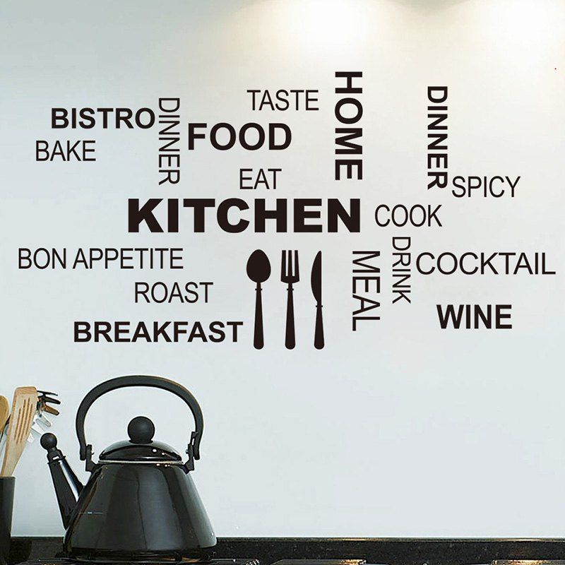 

Kitchen Sticker Wallpaper PVC Removable Room Decoration Decal, Black