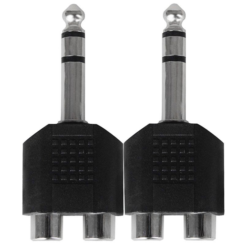

F - 43 6.5 to 3.5 One to Two Socket Splitter Audio Converter Plug 2pcs, Silver