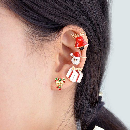 

ER - 7970 Christmas Elements Simple Ear Clip for Girl Women, Multi-a