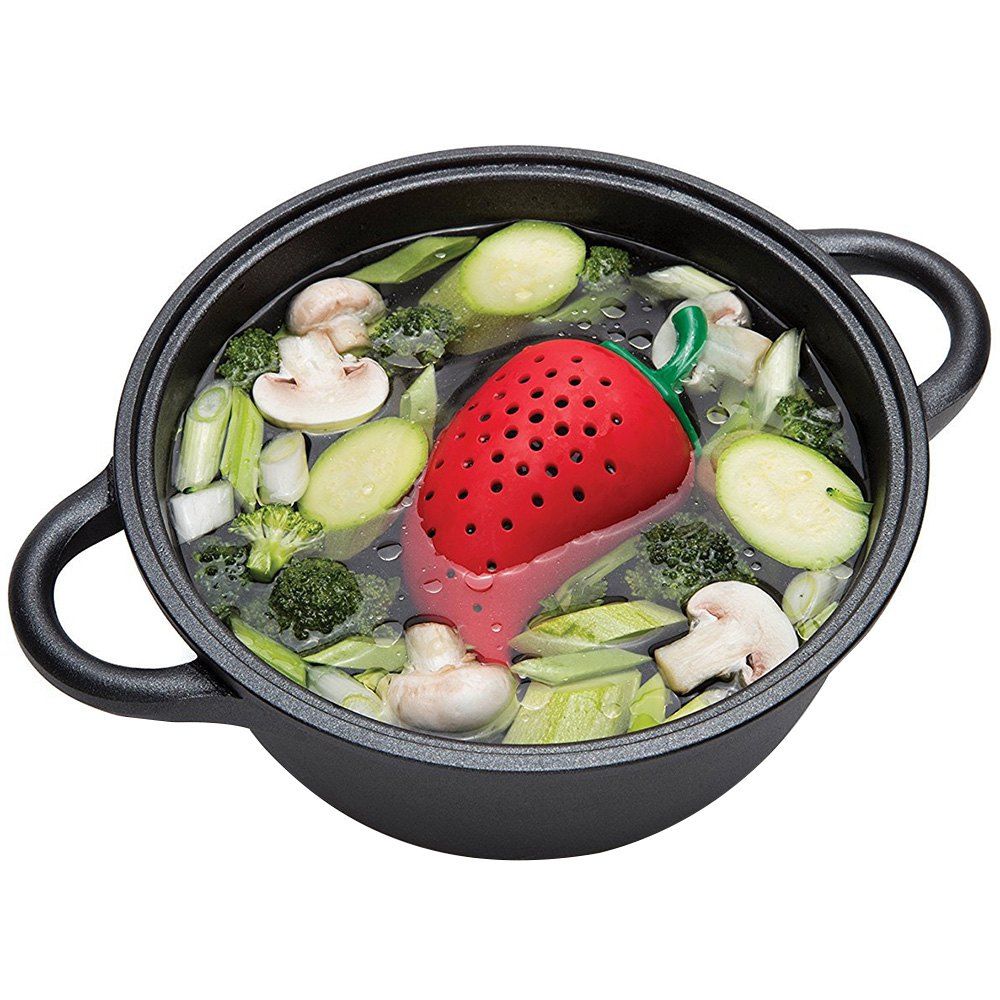 

Chili Shape Soup Silicone Practical Spice Filter, Red