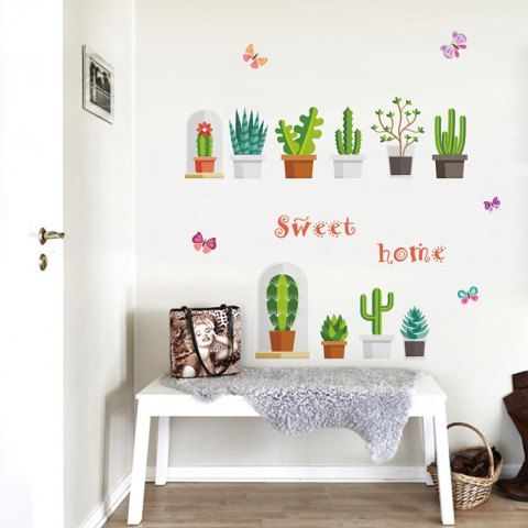 286 Butterfly Potted Green Plant Wallpaper