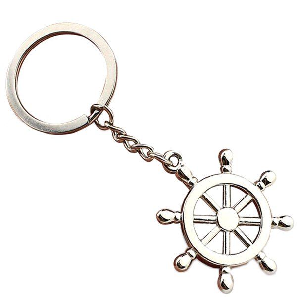 

Steering Wheel Pattern Key Chain, Silver