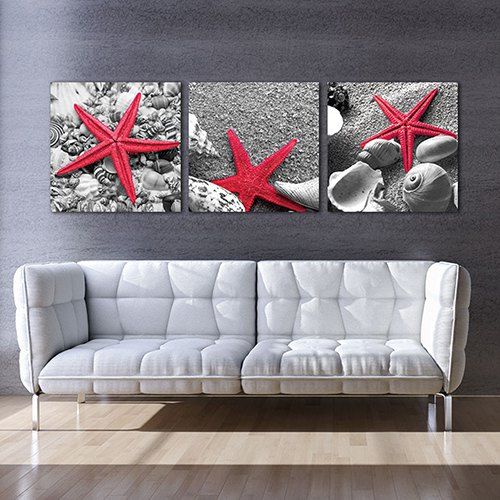 

Triptych DIY Panel Red Sea Starfish Painting Home Decoration 3pcs, Battleship gray