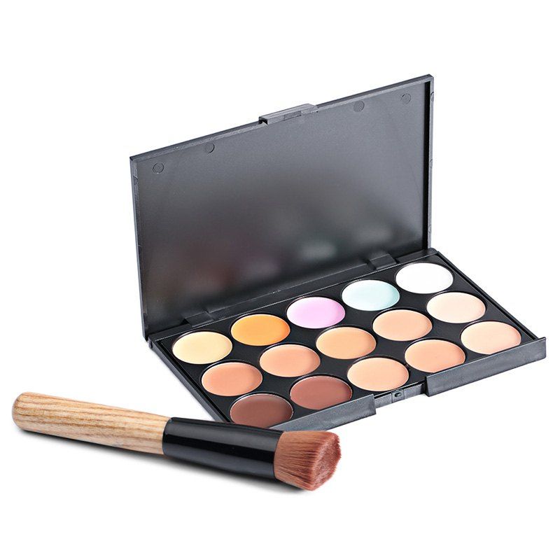 

Z15 15-color Concealer with Oblique Head Brush, Multi-c