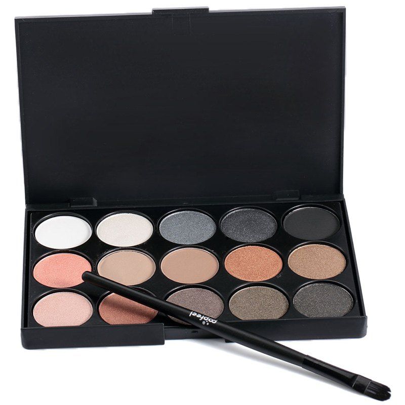 

Popfeel E15 15-color Eye Shadow with Brush, Multi-b