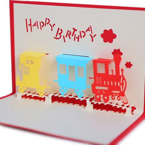 

Creative 3D Train Design Greeting Card, Multi-a