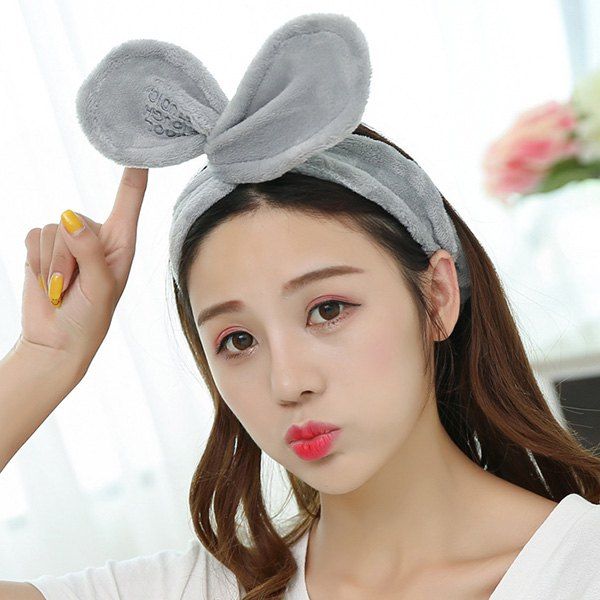 

Adjustable Rabbit Ears Face Washing Hairband, Gray