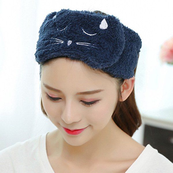 

Adjustable Embroidery Cat Face Washing Hairband, Cadetblue