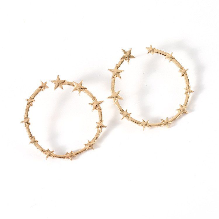 

Women's Trendy Star Hoop Earrings, Gold