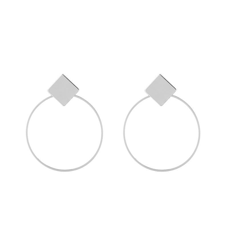 

Women's Fashion Geometric Hoop Earrings, Silver