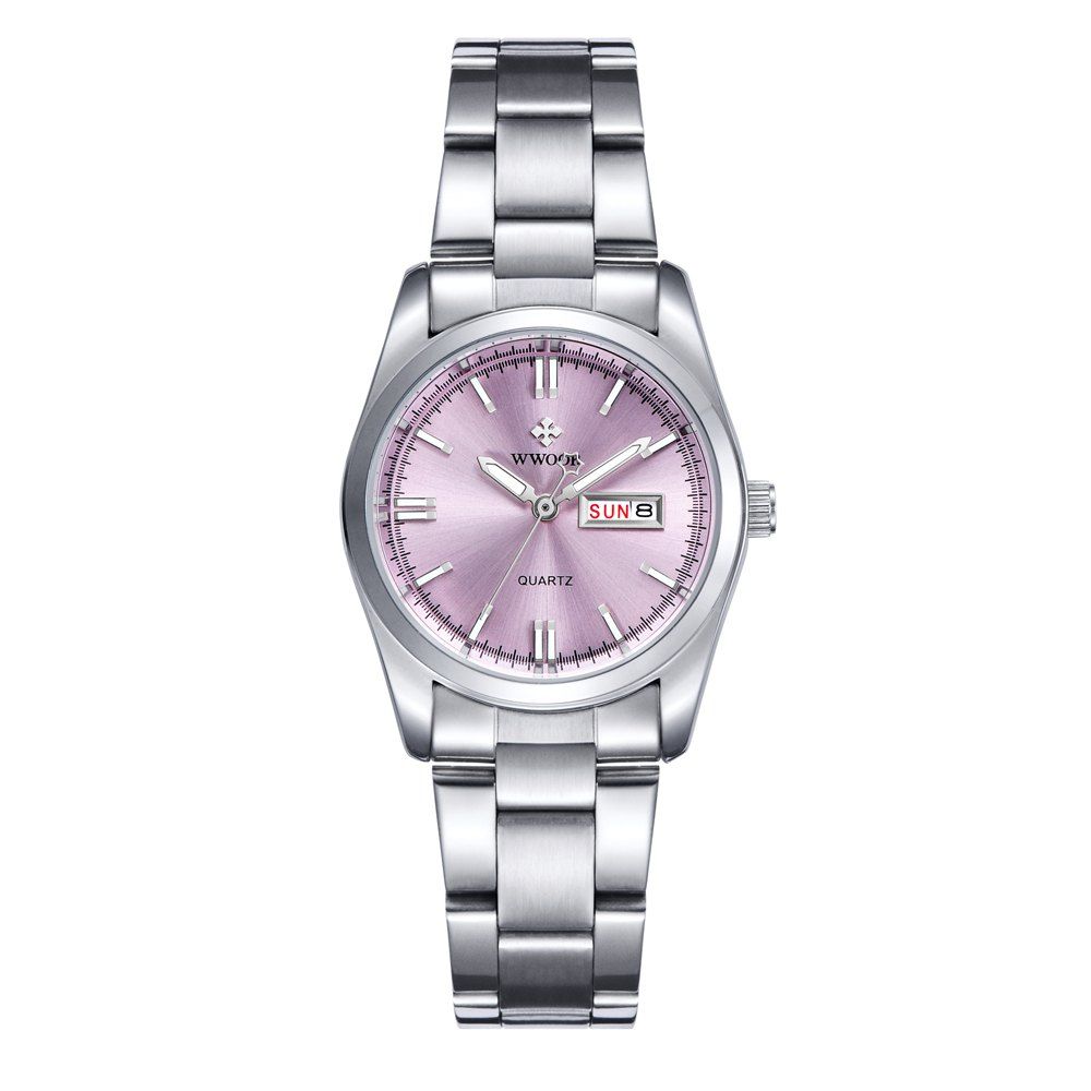 

WWOOR 8804 Fine Steel Band Women Watch, Pink