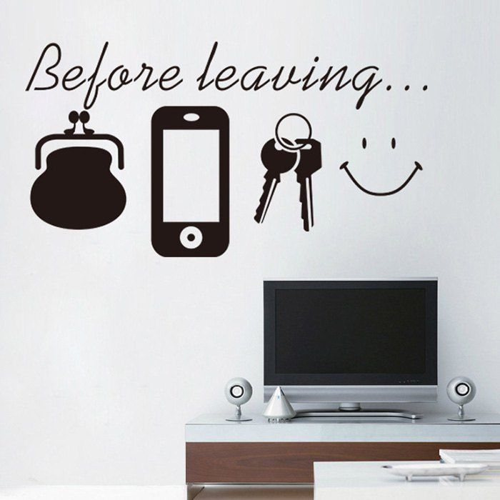 

Before Leaving Phone Key Pattern Wall Sticker for Home Decoration, Black