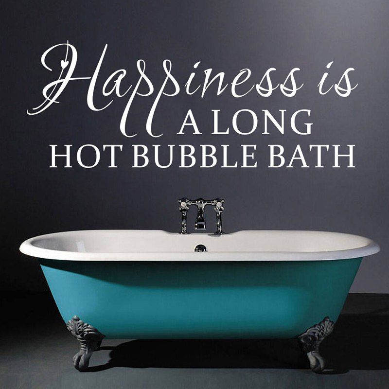

New Happiness English Letter Bathroom Wall Sticker, Black