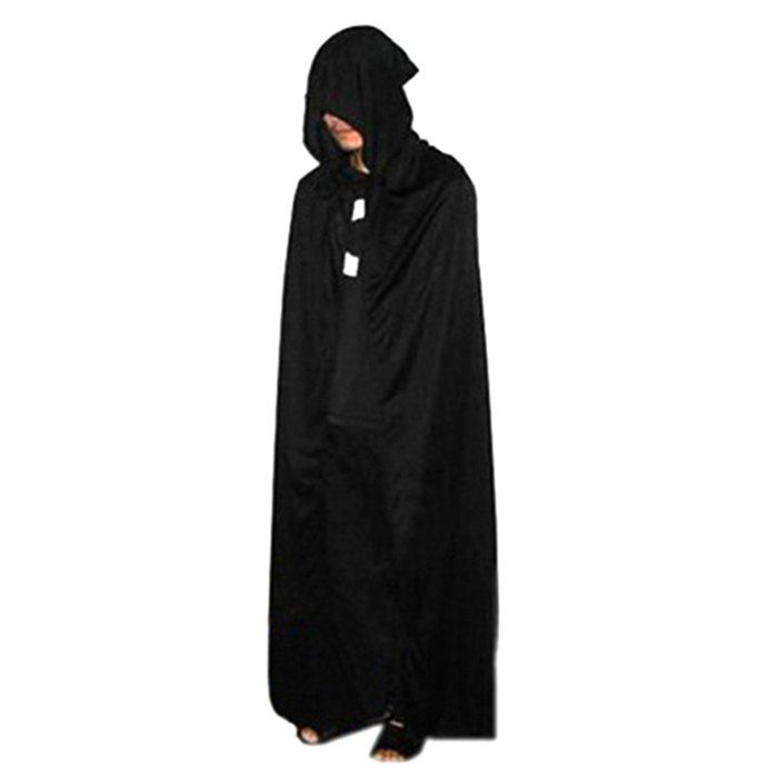 

Halloween Death Cloak Hooded Cape Witch Adult Devil Robe Cosplay Party Prop, Black