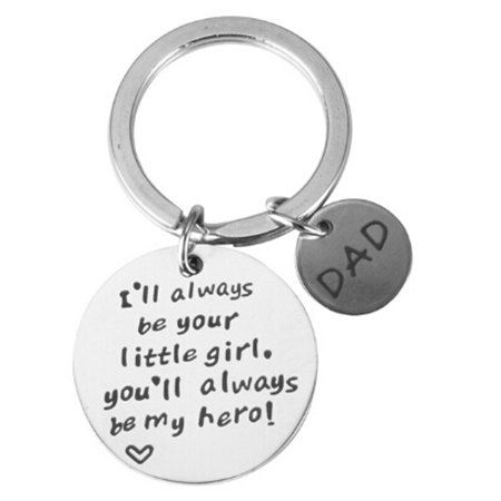 

Carved Letters Stainless Steel Keychain for Dad, Silver