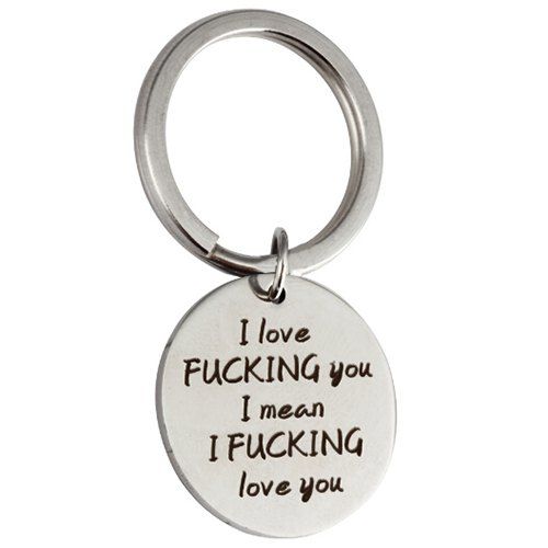 

Circular Stainless Steel Love Key Chain for Lovers, Silver