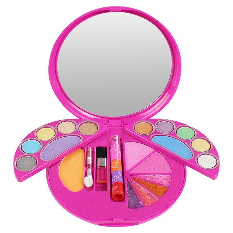 

D21517X Cute Professional Makeup Box with Water-soluble Children Cosmetics, Pink