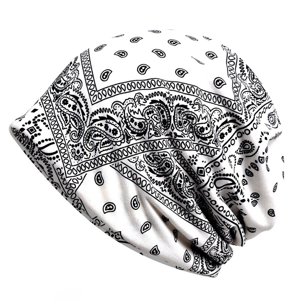 

Flower Pattern Fashion Dual purpose Scarf Hat, White