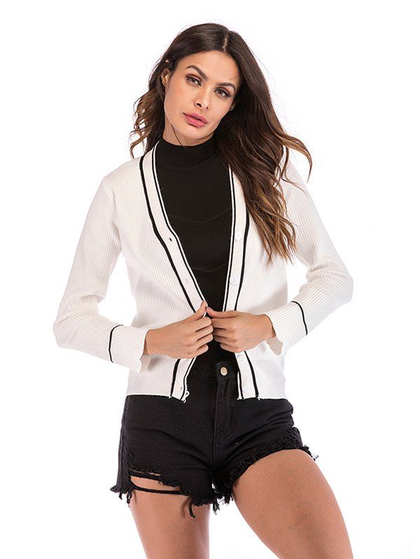 

Women Button Knit Cardigan Coat, White