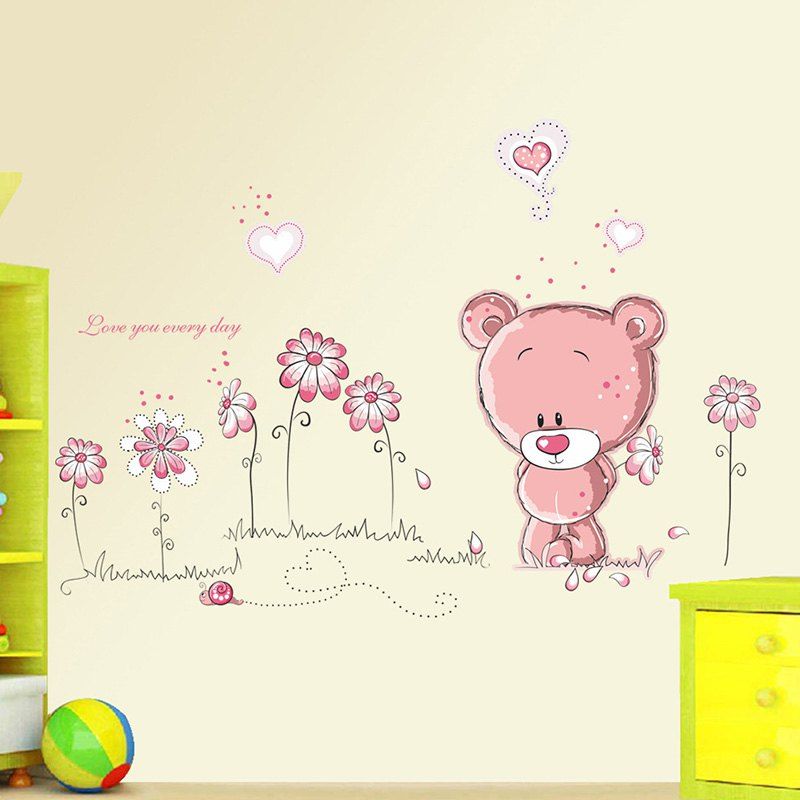 2019 276 cartoon little bear wall sticker for kid room and