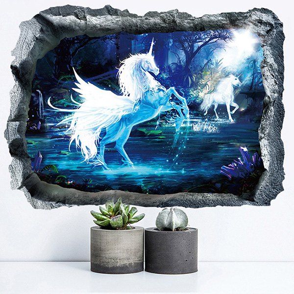 

7240 Unicorn Simple Removable Wall Sticker for Bedroom and Living Room TV Wall, Multi-a