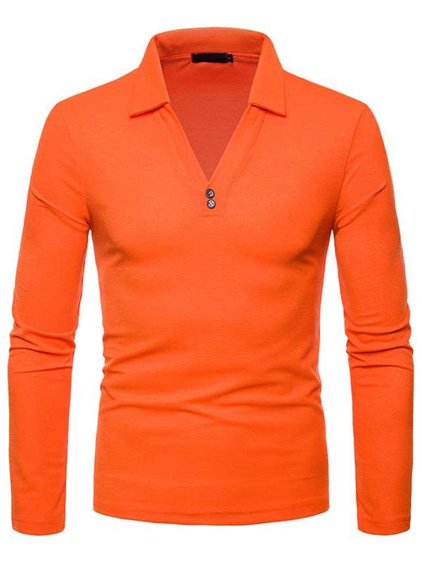 

Men's Shirts V Collar Designed Long Sleeves, Orange