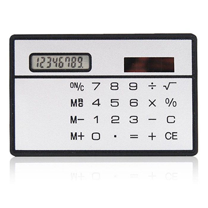 

Super Thin Mini Solar Calculator, Silver