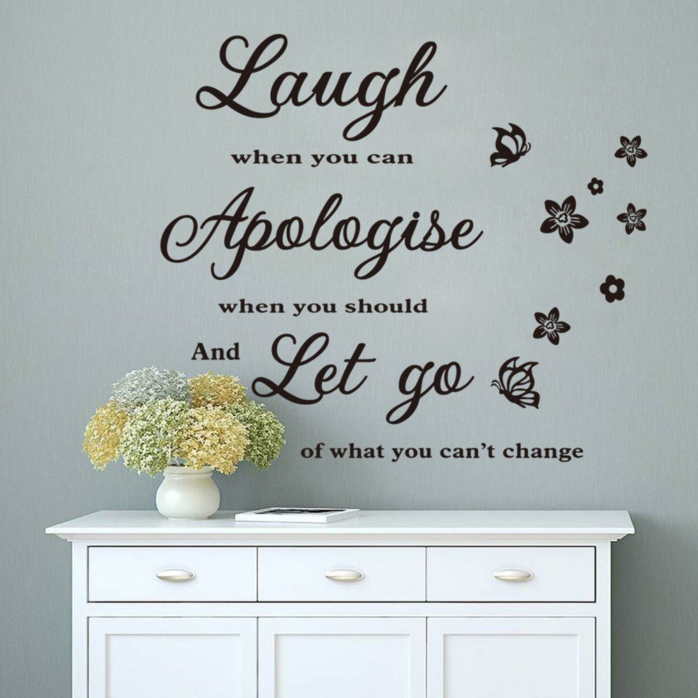 

ZY8382 Removable Butterflies and Words Pattern Wallpaper, Black
