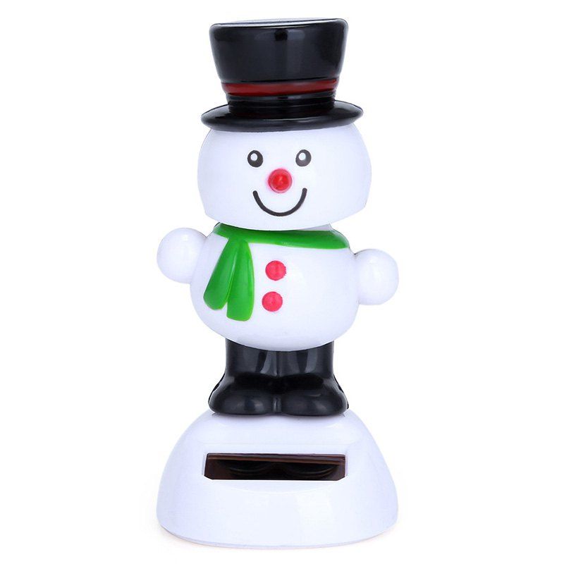 

Cartoon Cute Style Solar Energy Black Hat Snowman Toy Decoration for Ornament, White