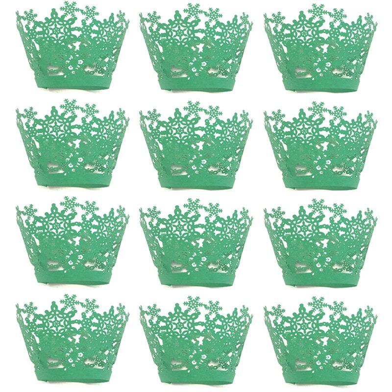 

Christmas Snowflake Cake Cup for DIY Baking 12pcs, Green