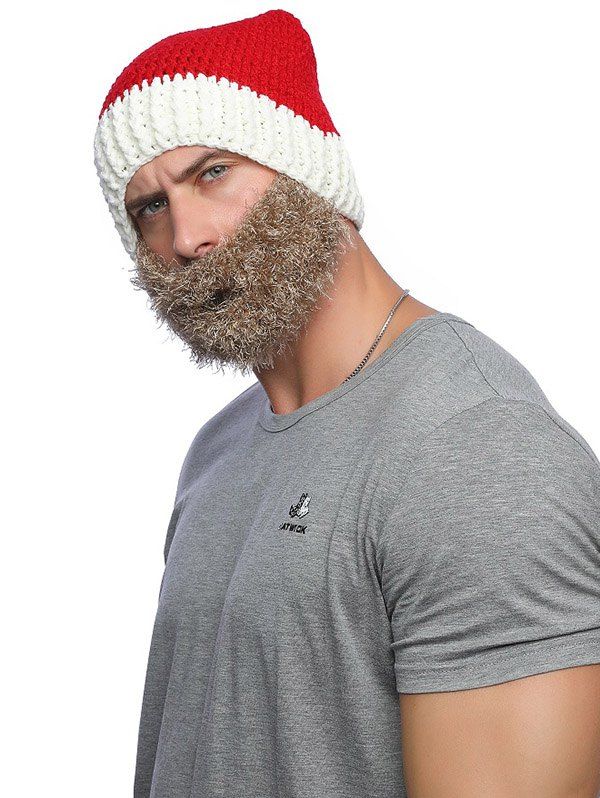 

Christmas Knitted Wool Hat with Beard, Coffee