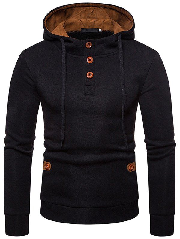 

Men's Color Matching Hooded Hoodies Sweater Coat, Black