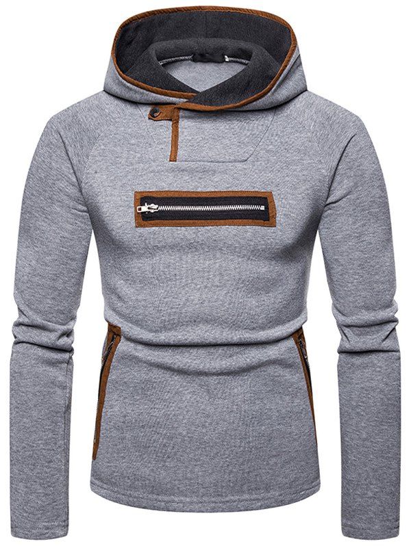 

Men's Large Size Suede Color Hooded Sweater Coat, Light gray