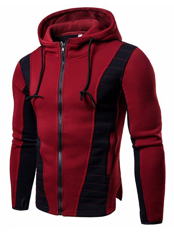 

Men's Fashionable Zipper Slim Fit Hoodie Sweatshirt, Red