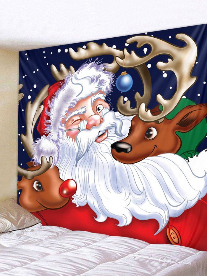 

Father Christmas Deer Tapestry Art Decoration, Red