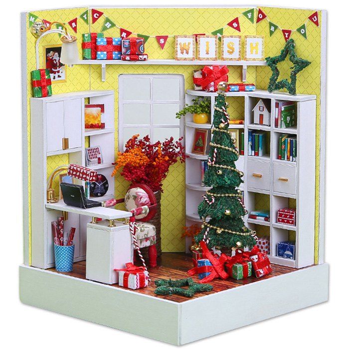 

Y - 001 Christmas DIY Model Doll House Toy Handmade Creative Gift with Light, #001