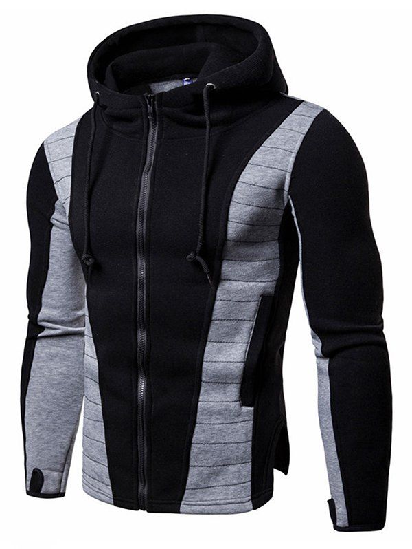 

Men's Fashionable Zipper Slim Fit Hoodie Sweatshirt, Black