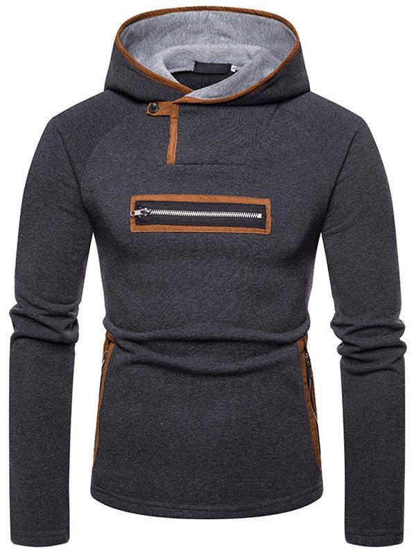 

Men's Large Size Suede Color Hooded Sweater Coat, Dark gray
