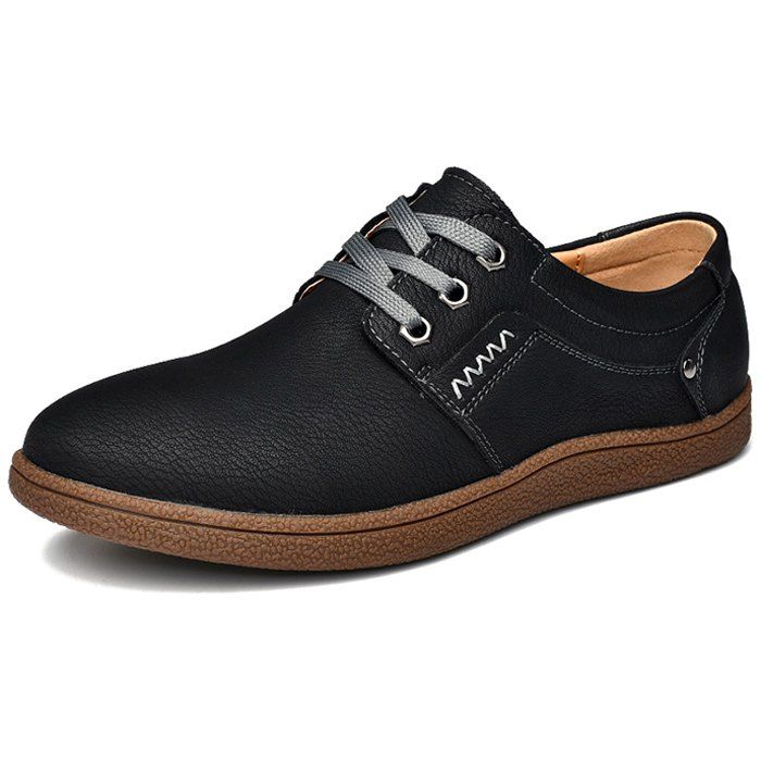 

Men Stylish Flat Shoes Lace-up Casual Comfortable, Black