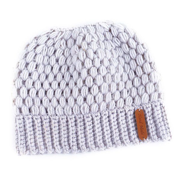 

Winter Ponytail Handmade Knit Empty Top Hat for Ladies, Warm white
