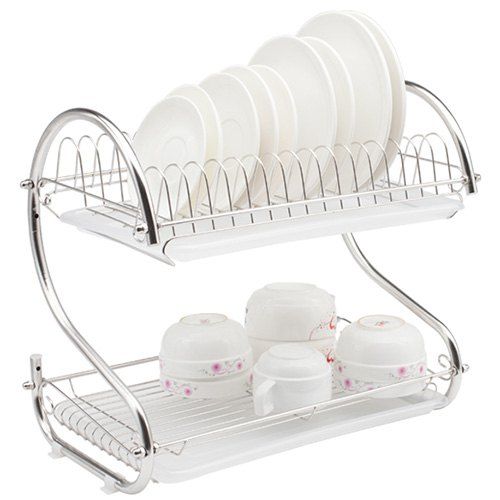 304 Stainless Steel Double-layer Dish Rack, Silver