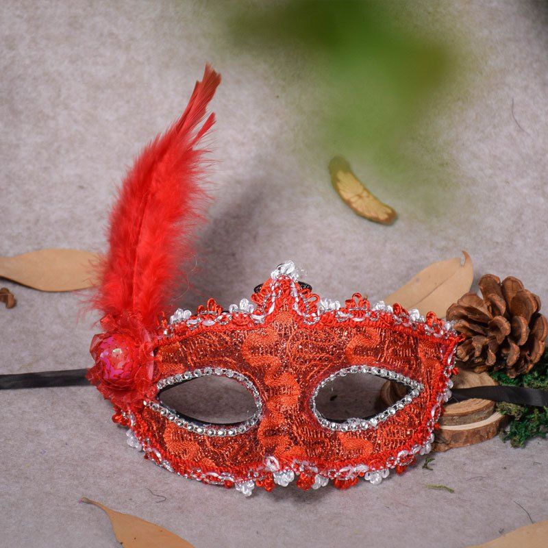 

Creative Halloween Venice Lace Princess Dance Party Mask, Red