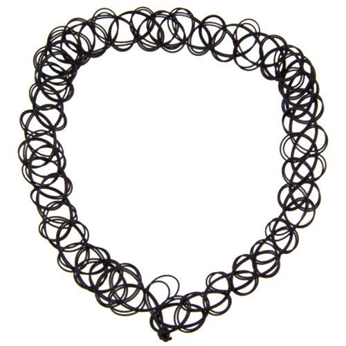 

A4254 Vintage Elastic Tattoo Necklace Hand-knit Fishline Collar, Black