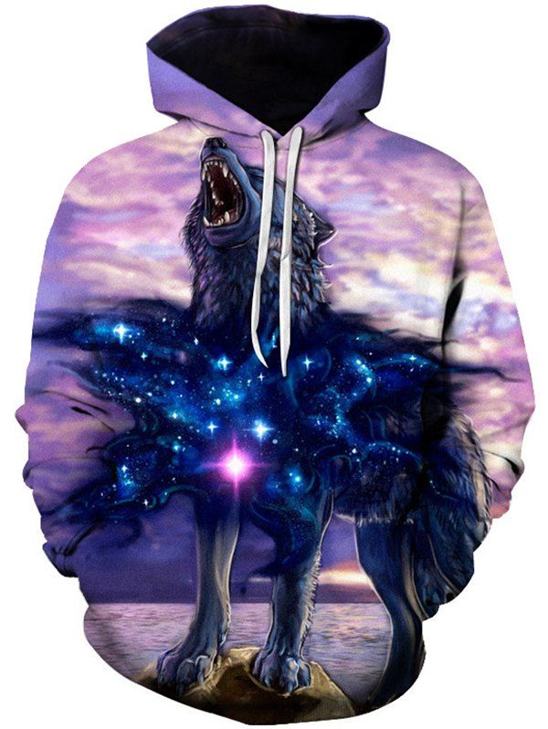

Men's Hoodies 3D Printing Fashion Nebula Wolf