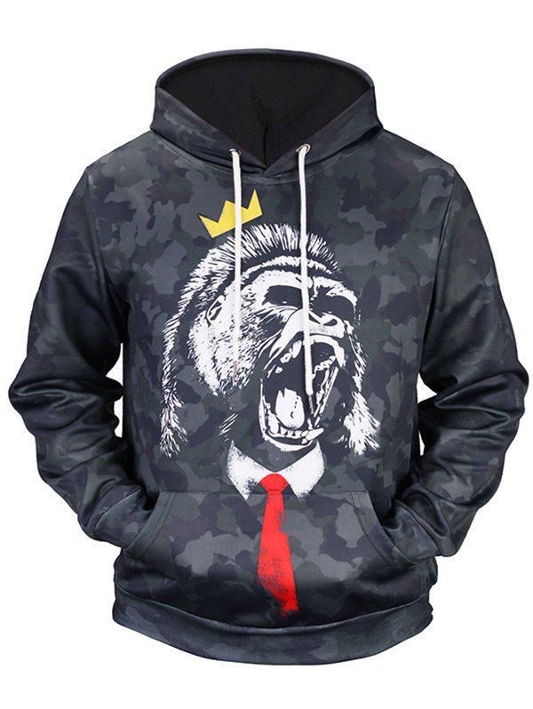 

Creative Printing Gray Orangutan Hooded Sweater
