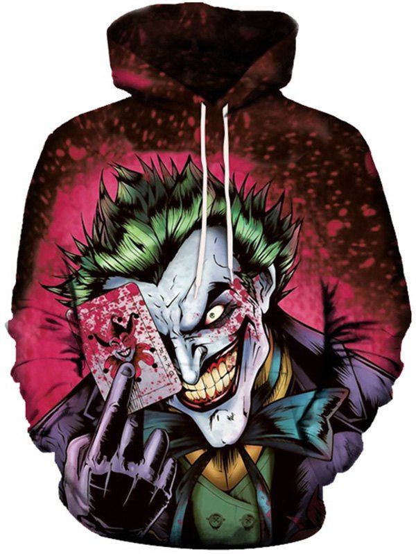 

Fashion Creative Printing Clown Hooded Sweater, Red wine