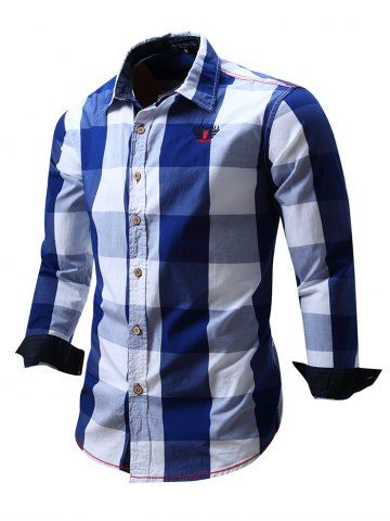 

FREDD MARSHALL Men Comfortable Shirt Long Sleeve Slim, Deep blue