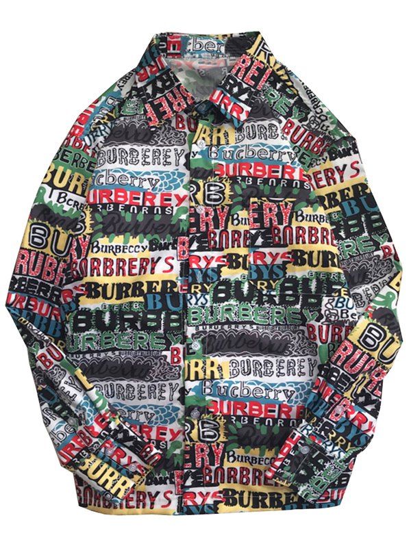 

Chaolongjushang Men's Abstract Graffiti Long-sleeved Shirt, Red